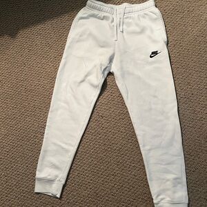 Nike Men White Jogger Sweatpants with Black Swoosh